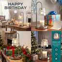 Candle Warmer Lamp with Timer & Dimmable,Candle Lamp Warmer with Ice-cracked Glass Shade,Gifts for Women valentines day, Adjustable Height Wax Warmer Lamp with 2 Bulbs for Jar Candles (Silver)