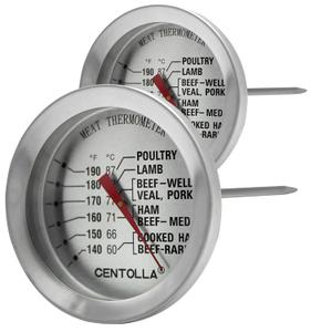 2 Pieces Meat Thermometer for Roaster Oven, Food Thermometer for House Cooking,Large 2.12-Inch Easy-Read Face, Oven Safe Leave in,Stainless Steel Stem Silver