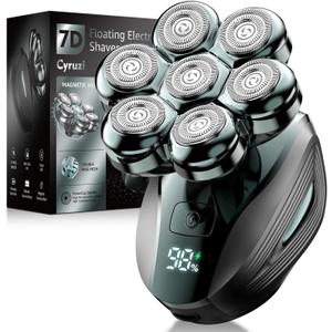 Head Shavers for Bald Men: Upgraded Detachable Head Shaver - IPX7 Waterproof Wet or Dry Electric Razor for Men - 7D LED Display Rechargeable Shaving Grooming Kit with Type-C Charge (Cobalt Green)