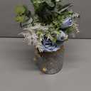 Faux Flowers with Vase,Artificial Silk Roses in Vase, Fake Plant Eucalyptus Flower Arrangement for Home Office Farmhouse Bathroom Dining Table Centerpiece Decorations Coffee Table Decor (Dusty Blue)