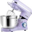 Aucma Stand Mixer,6.5-QT 660W 6-Speed Tilt-Head Food Mixer, Kitchen Electric Mixer with Dough Hook, Wire Whip & Beater (6.5QT, Lavender)