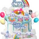 30Pcs Cute Cake Topper, Birthday Cake Decorations Figures Set for Theme Birthday Party Decorations (Pink)