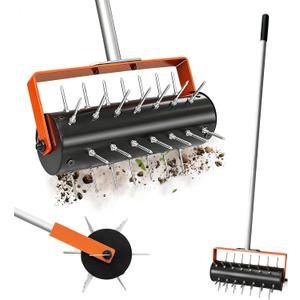 Rolling Lawn Aerator Tool Heavy Duty Manual Push Aerator Lawn Tool with 42 Spikes Lawn Aerator Spike Tool for Maintaining Garden Yard Soil Health