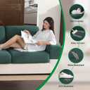 OHSIO Couch Cushion Covers for Sectional Sofa, Stretch Soft Sofa Slipcovers Washable Wear-Resistant Universal Furniture Protector for Living Room(3 Seaters Covers+1 Chaise Cover, Green)