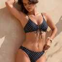 Womens Bikini Set Swimsuit Two Piece Tie String Front Sexy Thong Bathing Suit Swimwear, Medium