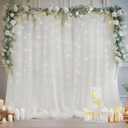 1010ft White Tulle Backdrop Curtain with Lights String for Parites, Sheer Curtain Backdrop Drapes for Wedding Party Home Decorations