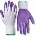 RED STEER GLOVE COMPANY, NITRILE PALM GARDENING GLOVES,PACK OF 10, (White& Purple)