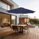 9FT Outdoor Patio Umbrella Outdoor pool Umbrella with Push Button Tilt and Crank, Market Umbrella 8 Sturdy Ribs UV Protection for Garden, Deck, Backyard (navy)