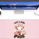Just a Girl Who Loves Pigs Gaming Mouse Pad – 12x31.5in Non-Slip Rubber Desk Mat with Cute Pig Floral Design – Large Extended Pink Mousepad for Office Home Laptop – Game Deskmat Gifts Decor