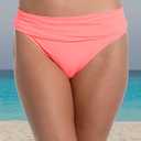 Island Goddess Shirred Band Hipster Bikini Swimsuit Bottom (Orange, L)