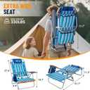 Overmont Low Beach Chair with Cooler Bag - 6-Positions Lay Flat with Ergonomic Armrests- Wide Seat with Lumbar Support, Towel Holder- Heavy-Duty 330lbs Support- Perfect for Summer, Travel & Relaxation, 1pc