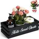 VOOWO Hello Sweet Cheeks Bathroom Decor Box, Nice Butt Bathroom Decor Box, Funny Toilet Paper Holder Wooden Toilet Paper Box for Rustic Farmhouse Bathroom Decor, Storage Baskets for Bathroom (Black)