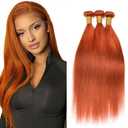 Human Hair Bundles 20 22 24 inch Orange Straight Wave Bundles Human Hair 350 Color Unprocessed Brazilian Virgin Weft Weave for Black Women