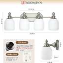 Keonjinn Brushed Nickel Bathroom Light Fixtures, 4-Light Vintage Vanity Lights for Mirror with Frosted Glass Shades, UL Listed E26 Base Reversible Vanity Lighting Fixtures for Wall(Bulbs Not Included)