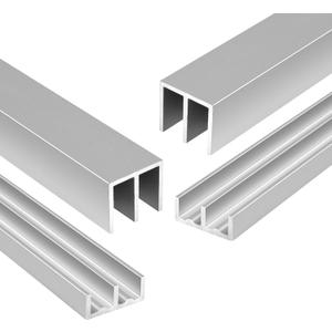 Raytano 2 Sets 48" Metal Sliding Door Track Set for 1/4" Thick Panels Glass Closet Cabinet Door Window Sliding Track, Size 48 x 0.79 inches, Silver