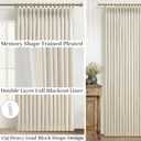 Cream Pinch Pleated Dual Layer Linen 92 Inch Bedroom Curtains 2 Panels Set, Memory Trained Blackout Noise Cancelling Elegant Windows Curtain for Living Room with Hook 40 x 92 Inches Long Ivory Beige