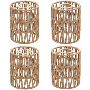 Giutna 4-Pack Boho Rattan Lamp Shades,5.9" H x 4.7" D Woven Small Shade Replacement 3-Tier 1.62in Fitter Farmhouse Pendant Light Cover for Chandelier Floor Wall Lamp(Brown)