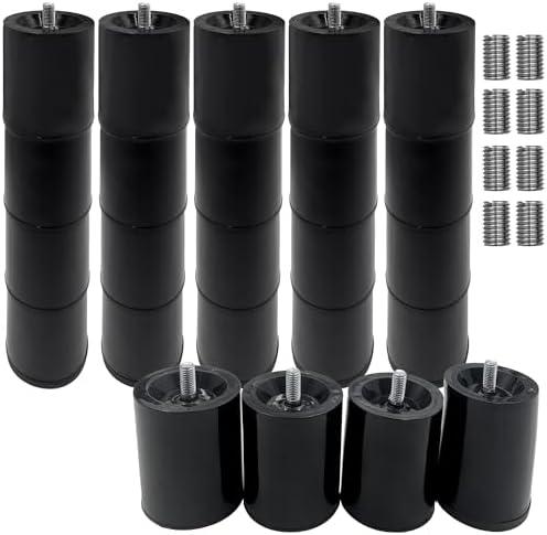 Dlfeue 12 Inch 6 Pcs Adjustable Bed Base Frame Support Legs Compatible with M8 M10 Threading Sofa Furniture Foot Replacement, Black