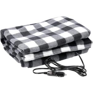 Heated Blanket - 12-Volt Electric Blanket for Car, Truck, SUV, or RV - Portable Winter Car Accessories for Camping or Travel by Stalwart (Black Plaid)