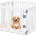 Clear Acrylic Dog Playpen with Door,23.6" Puppy Playpen,Easy Assemble Pet Fence for Puppies/Small Dog Play Pen Indoor (White, 23.6"&40", 4 PC Fence)