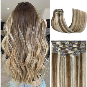  Hair Extensions Light Brown to Blonde Highlights Balayage Hair, 22 inch