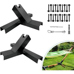 Hammock Stand Bracket Kits,Heavy Duty Hammock Bracket for 4" x 4" (Actual:3.5" x 3.5") Lumber,DIY Hammock Bracket Base - 500LBS Capacity - Black Powder Coated - 2Pack