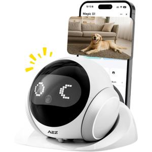 AEZ Robot Camera 1080P HD Lens Pet Camera Indoor Movable with Auto-Recharge, 2-Way Audio,Blinky Bot with Night Vision,Distance Bot Smart App Control for Cats/Dogs/Baby/Elderly (SD/Cloud Storage)