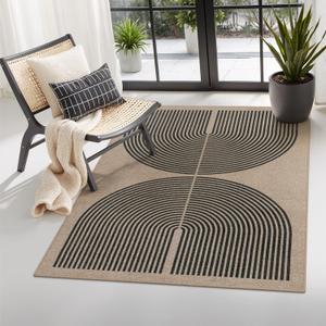 Lahome Modern Rainbow Easy Jute Rug, 3x5 Washable Rugs for Entryway Farmhouse Black Patio Carpet, Non Slip Indoor Door Mat Contemporary Outdoor Porch Carpet for Laundry Guestroom Room Decor (2'11" x 4'11" (Rectangular))