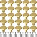 Ferraycle 25 Pack 1'' Solid Brass Cabinet Knobs with Screws, Gold Hexagon Knobs for Dresser Shoe Cabinets Dresser Metal Handles Kitchen Hardware Pulls Modern Bathroom Hardware Brushed Pulls