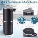 Automatic Soap Dispenser, Hand Soap Dispenser 12.8oz/380ml Smart Rechargeable, Black Soap Dispensers with 6-Level Touchless, Wall Mounted or Countertop Dish Soap Dispensing for Bathroom & Kitchen