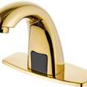 Polish Gold Touchless Bathroom Sink Faucet - Automatic Motion Sensor Battery Opertated with Temperature Mixing Valve for Commercial Lavatory (Polish Gold)