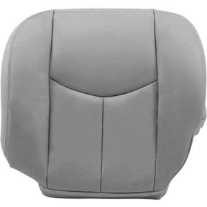 SecosAutoparts Driver Side Bottom Replacement Leather Seat Cover Gray# 922 Compatible with Chevy Silverado Sierra Tahoe Suburban Avalanche Yukon Yukon XL 2003 2004 2005 2006