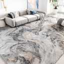 4x6 Washable Area Rugs for Living Room, Blue Modern Abstract Rug Entryway Kitchen Non Slip Throw Rug, Stain Resistant Carpet for Dining Room Playroom Bedroom, Pet & Kids Friendly (Grey)