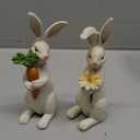 Easter Bunny Decorations Spring Home Decor Bunny Figurines(Easter White Rabbit 2pcs)