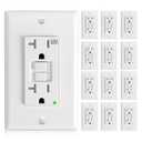 Amico GFCI Outlet 20 Amp with Thinner Design 12 Pack, Weather Resistant (WR), Self-Test GFI Receptacles with LED Indicator, Wall Plates and Screws Included, Indoor or Outdoor, ETL Listed, White