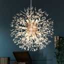 SineRise Modern Crystal Chandeliers Firework, Crystal Light Fixture, Dandelion Chandelier (12-Light, Gold) for Foyer Hallway Entryway Kitchen Bedroom