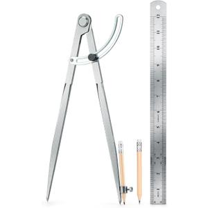 WORKLION Woodworking Compass Geometry Tool - Professional Locking Drafting Compass with Pencil Holder - 12 Inch Metal Geometry Compass for Drawing Circles and Geometry. WORKLION Woodworking Compass Geometry Tool - Professional Locking Drafting Compass with Pencil Holder - 12 Inch Metal Geometry Compass for Drawing Circles and Geometry.
