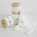 2 x HUIHUANG 1 inch Velvet Ribbon - White Frayed, Crinkled Silk for Gift Wrapping, Floral Bouquets, Ornaments, Crafts, Christmas Tree Decoration, Wreaths, Wedding Decor