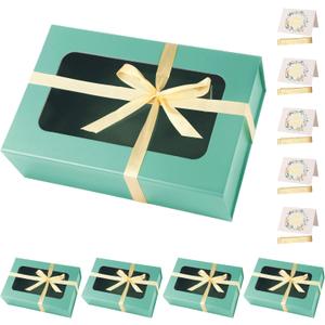 Light Green Large Gift Boxes with Window, 13.5"x9"x4.3" Bridesmaid Box for Gift Giving, Birthday Gift Box with Magnetic, Closure Lid Gift Boxes for Presents, Cute Box, Luxury for Gift Packaging, Gift Box for Wrapping Gifts