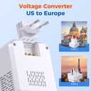 2000W Voltage Converter US to Europe for Hair Dryers, 7-in-1 220V to 110V Converter for European Travel with 3 AC/2 USBA/2 USBC Ports (PD20W), Universal Travel Adapter with Type C G Plug (White)