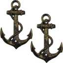 Nautical Anchor Hooks Antique Bronze Cast Iron Decorative Wall Hook, Treasures of The Caribbean Islands 2 Pack