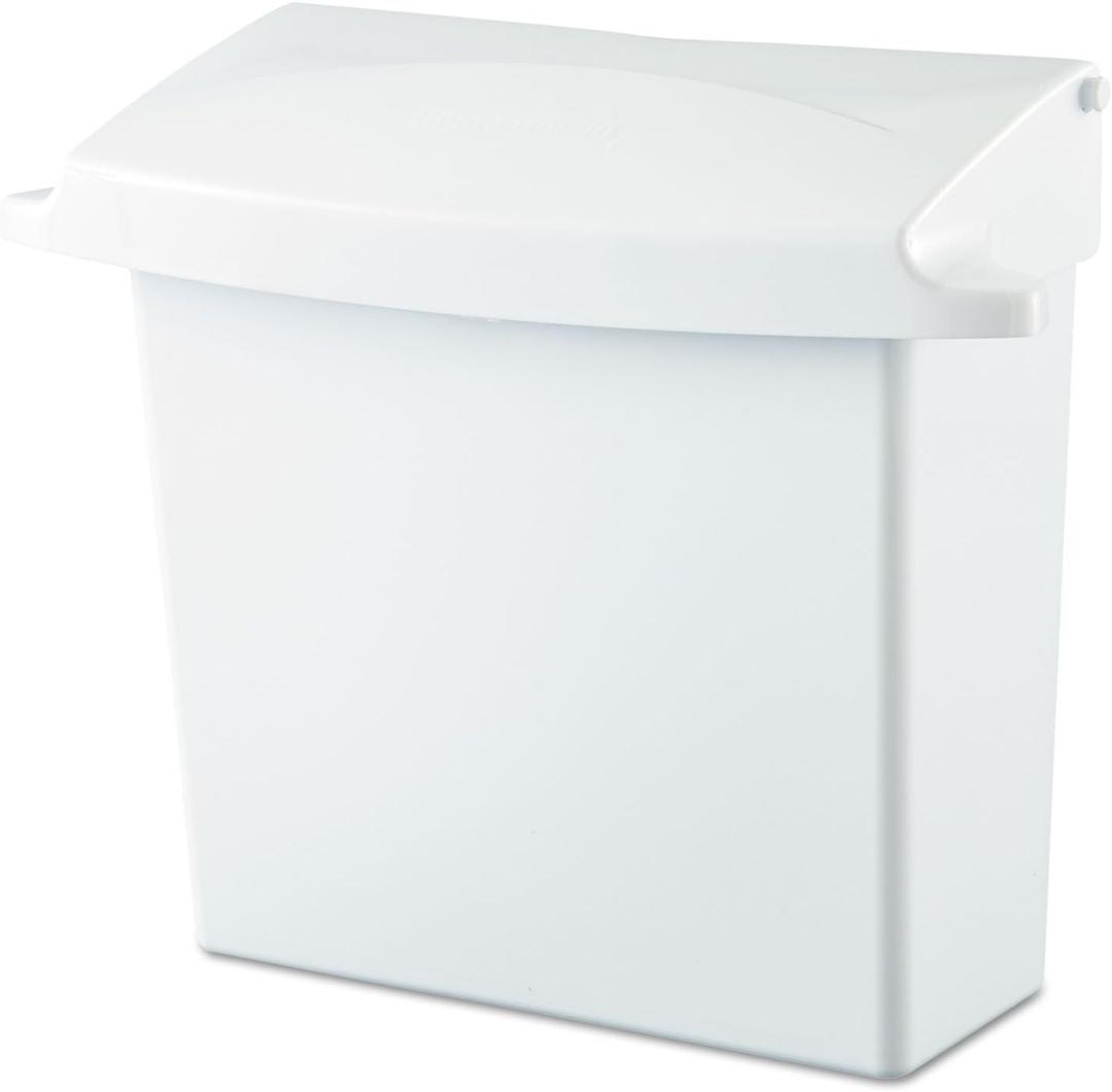 Rubbermaid 614000 Sanitary Napkin Receptacle with Rigid Liner, Rectangular, Plastic, White, 1 Pack