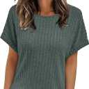 AUTOMET Womens Short Sleeve Tops Fall Shirts 2026 Lightweight Sweater (Green)