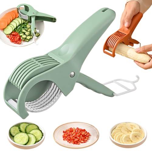 Multi-Functional Banana Slicer Cutter - All-in-One Kitchen Gadget for Fruits & Vegetables, Perfect as Grape Cutter & Strawberry Slicer, Safe for Kids & Dishwasher Safe (Green)
