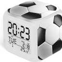 Soccer Ball Alarm Clock for Boys Girls, Soccer-Themed Kids Alarms, Digital Desk Clock, Battery Operated with 7 Color-Changing LED Decor (3.15x3.15x3.15 inch)