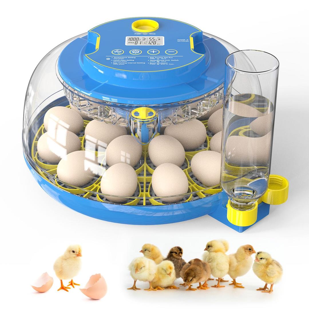 Incubators for Hatching Eggs, 18-Egg Incubator with Automatic Egg Turning and Humidity Control, Egg Candler, External Water Filling, Incubator for Chicken Eggs, Ducks, Goose, Quail
