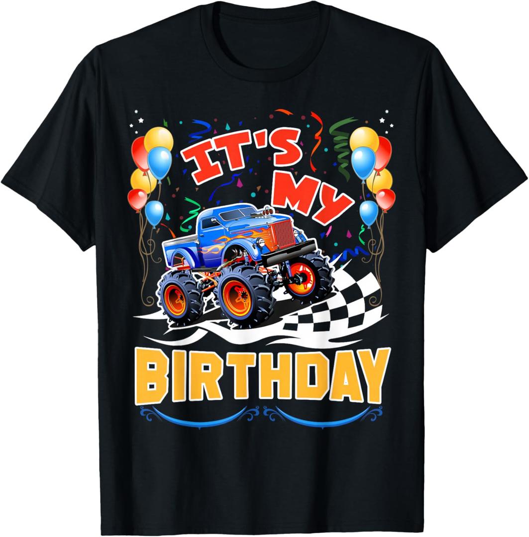 It is My Birthday Boy Monster Truck Car Party Day Kids Cute T-Shirt Small