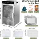SUCISENI Food Dehydrator Machine 1000W 18 Trays Stainless Steel Commercial Food Dehydrated Dryer with 24H Timer Touch-Control LED Display, Compact Size for Home Jerky Herbs Meat Beef Fruit Vegetables