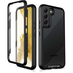wahhle Compatible with Samsung Galaxy S22+ Plus Case, Built in Screen Protector Full Body Shockproof Slim Fit Bumper Protective Phone Cover for Samsung S22+ Plus 5G-Black/Clear