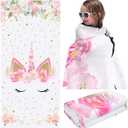 BOAO Unicorn Beach Towel for Girls Unicorn Microfiber Beach Towel for Kids 27.5" x 59" Quick Dry Rainbow Bath Towels Absorbent for Travel Sports Swim Spa Home Bathroom Pool (Glitter Pink, Cute Style)